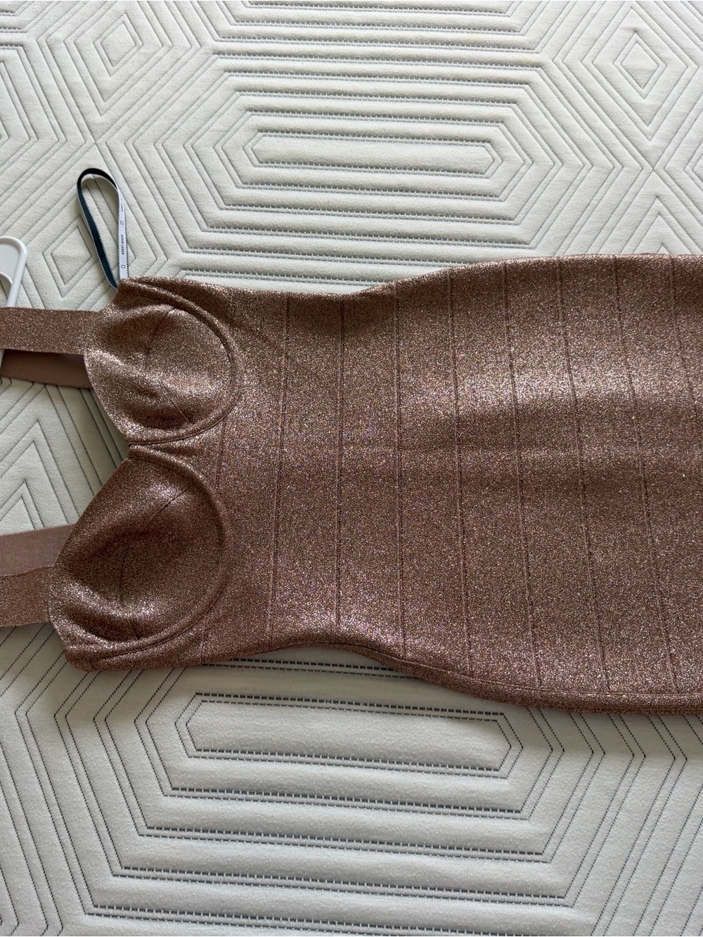 Herve Leger Rose Gold Shimmer Bandage Dress